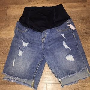 Denim maternity shorts
